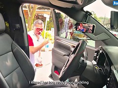 美人, 車, ディルド, ハードコア, アウトドア, 公共, オッパイの, バイブレーター