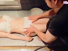 Sensual Japanese babe in white bikini indulges in erotic play with Asian partner