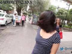 Alluring harlot goes to stret with sperm on her glasses