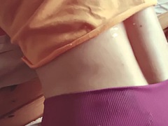 Footjob. This is what she had to do because she lost the bet