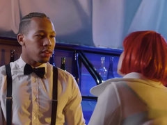 Redhead MILF gets fucked by a black porn actor