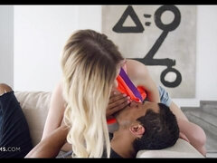 Arsch, Schwarz, Blondine, Blasen, Küssen, Lecken, Dürr, Tätowierung