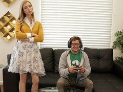 ブロンド, チン, バック, オナニー, 馬乗り, 剃毛, ガリガリ, ティーン