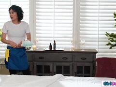 Hotel housekeeper gets a special massage