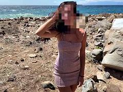 Playa, Mamada, Morena, Sexo duro, Masturbación, Nudista, Público, Trio