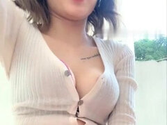 素人, アジア人, デカパイ, 中国人, ディルド, オナニー, アウトドア, 一人