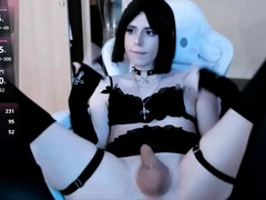 Lencería, Masturbación, Transexual, Solo, Medias largas, Apretado, Camara web