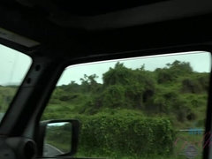 素人, ブロンド, フェラチオ, 車, 彼女, 小柄, 公共, オッパイの