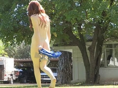 En gros plan de très près, Extrême, Fétiche des pieds, Masturbation, Naturelle, Orgasme, Public, Solo