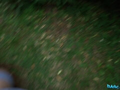 お尻, デカパイ, フェラチオ, 茶髪の, チン, ヒール, アウトドア, 公共