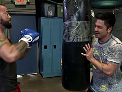 Bodybuilder bottom gets fucked by his trainer