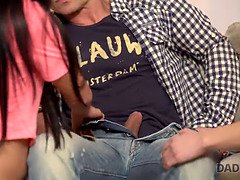 Amateur, Papa, Grosse, Hd, Fils, Adolescente, Plan cul à trois