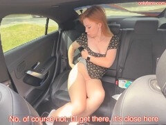 Naughty onanism in a taxi with real conversation from the driver featuring Kisankanna