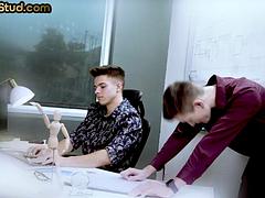 Office twunk tempting straight boss