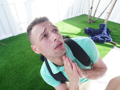 アナル, お尻, ビキニ, フェラチオ, 茶髪の, 淫乱熟女, プール