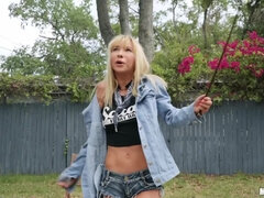 美女, デカチン, ブロンド, フェラチオ, チン, オマンコ, ティーン, オッパイの