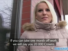 Leie, Grosse titten, Blasen, Paar, Geld, Öffentlich, Rasiert, Titten