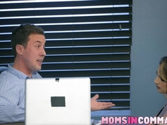 MILF and teen slut have sex with their horny boss in office