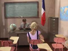 Blond, Pijpbeurt, Sperma in gezicht, Student, Lerarin