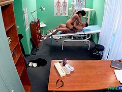 MILF patient spunked on by doctor after hardcore sex in fake hospital