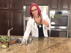 Pornstar Anna Bell Peaks Doctor Solo in the Kitchen - striptease in uniform