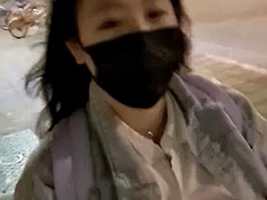 素人, アジア人, デカパイ, 中国人, 公共, オッパイの
