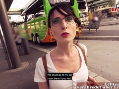 Amateur, Alemán, Gafas, Al aire libre, Pov, Público, Estudiante, Adolescente