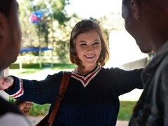 Zwart, Blond, Hardcore, Man man vrouw, Zuigen, Tatoeage, Tiener, Trio