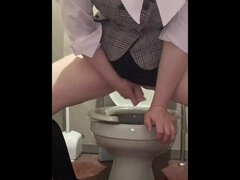 Amateur, Consolador, Japonés, Maduro, Oficina, Afeitado, Solo, Inodoro