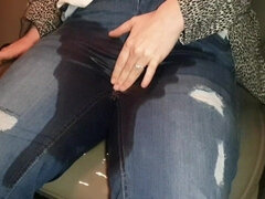 Amateur, Blonde, Britannique, Fétiche, Jeans, Pisser, Public, Mouillée