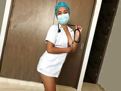Sinful nurse in sexy lingerie after work