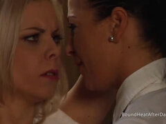 Blonde Lesbian Slave Kissed & Touched By Domme Vanessa - Julia Parker Moans Hard