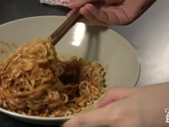 Fire Noodle Challenge while getting Fucked - Miss Banana