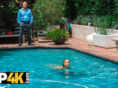 フェラチオ, 爸, なめる, アウトドア, オマンコ, 剃毛, ティーン