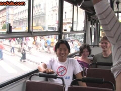 Public whore drilled in bus b4 she gets humped outdoor