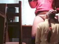 Leie, Braunhaarige, Paar, Lesbisch, Lecken, Büro, Orgasmus, Muschi