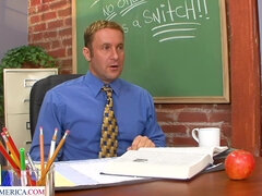 Rubia, Mamada, Vestidas, Gafas, Colegiala, Cabello corto, Chupando