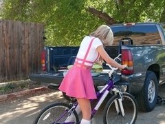 Kali Roses rides her bike dildo then takes her mom's bf's dick for a ride