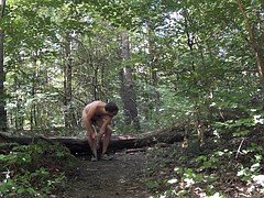 Outdoor in chains getting caught handjob