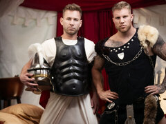 Strong men fuck in the ass during intense gladiator duo