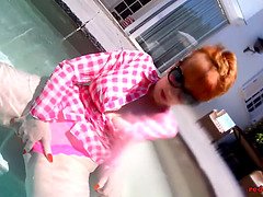 デカパイ, イギリス人, Hd, 淫乱熟女, オマンコ, 赤毛, 剃毛, フェラする