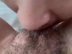 POV Sucking Tiny Hairy Clit - Latina Teen & MILF Lesbian Action
