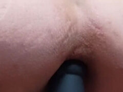 Amateur Girl Solo Anal Masturbation with Dildo in Bedroom Close-Up