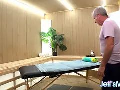 Hot BBW Remi Ferdinand Has Her Hairy Pussy Rubbed Good by The Masseur