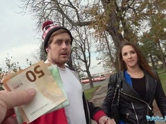 Leie, Blasen, Braunhaarige, Spermaladung, Geld, Im freien, Realität, Schlucken