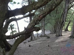 Amateur, Beach, Brunette, Fingering, Footjob, Oil, Orgasm, Shaved