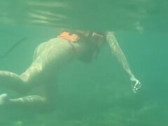 Asian Student Swims In The Sea And Plays With Her Pussy