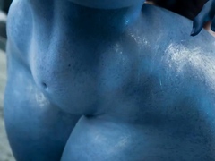 Blue Skinned Futa Gets Pounded by Massive Cock in Shower