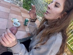 Amateur, Mamada, Pareja, Corrida, Corridas, Casero, Al aire libre, Público