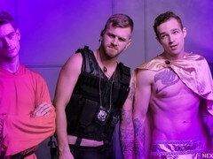 アナル, デカチン, フェラチオ, イく瞬間, ゲイ, 筋肉, 馬乗り, タトゥー